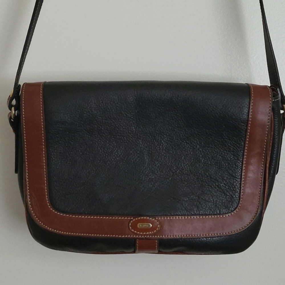 Vintage Excellent Auth Bally leather flap purse shoulder bag brown black